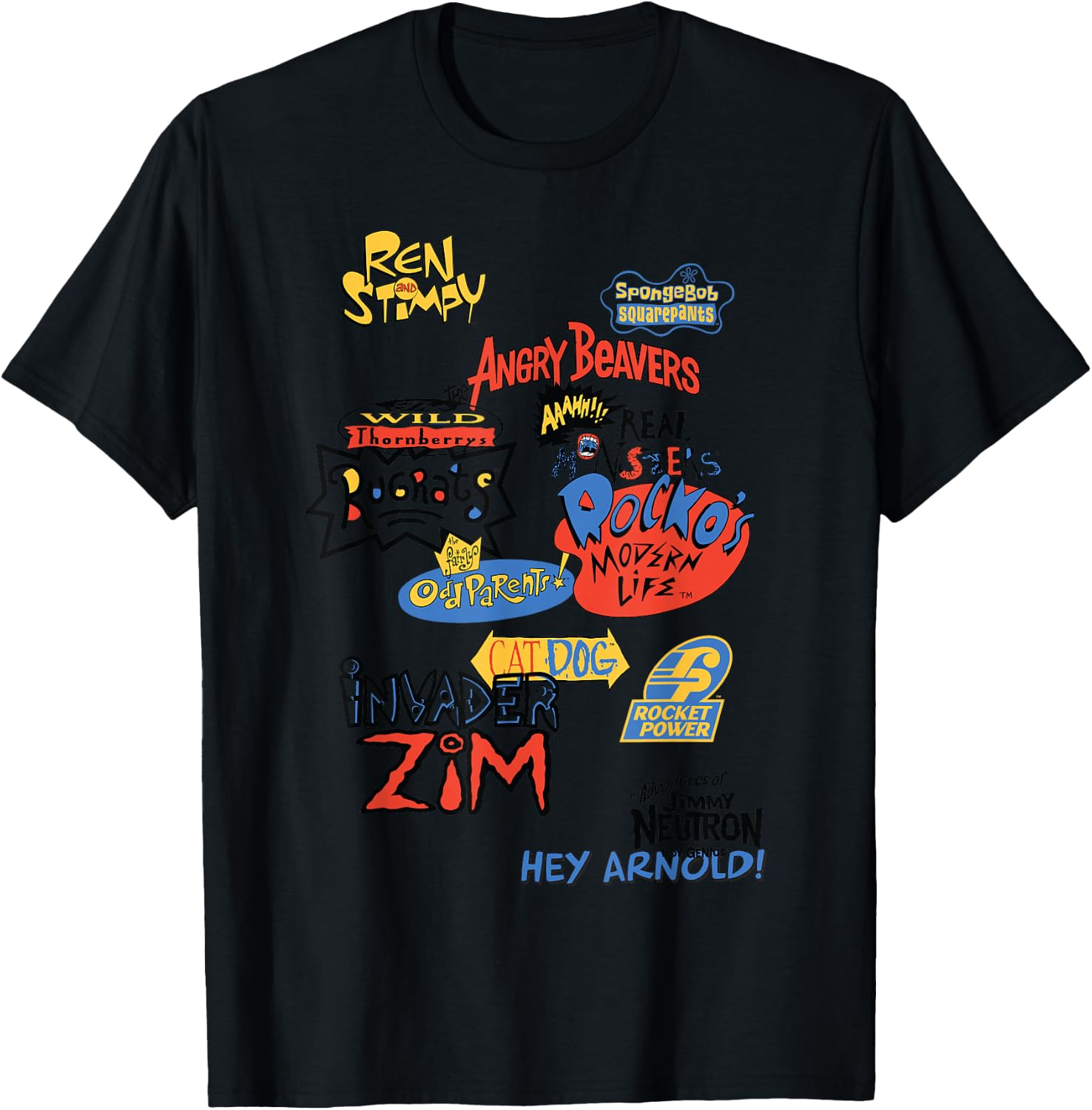 Classic Nickelodeon Tv Show Logos T-Shirt - T-Shirt | Black