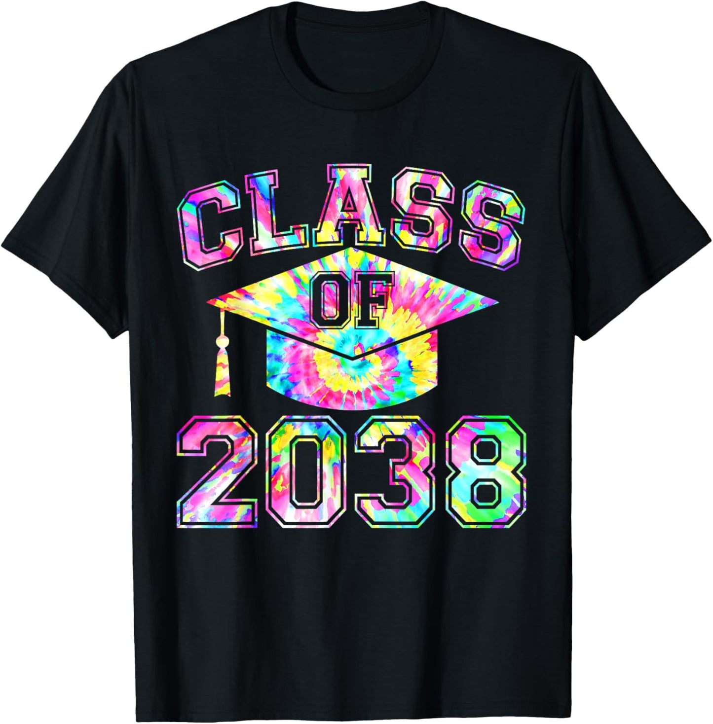 Tie Dye Future Class of 2038 Graduation 2038 Senior 2038 T-Shirt - T-Shirt | Black