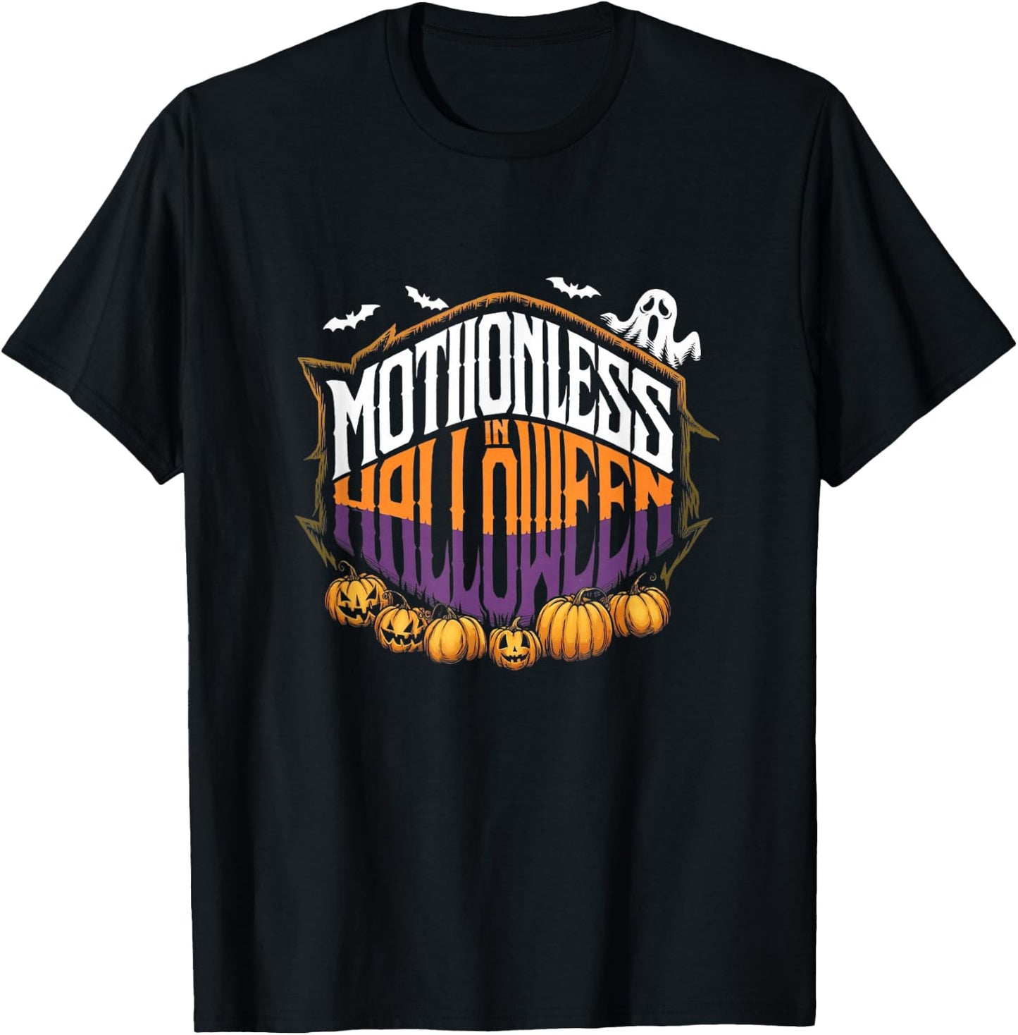 Halloween Pumpkin Scary Funny Motionlesses in White T-Shirt - T-Shirt | Black
