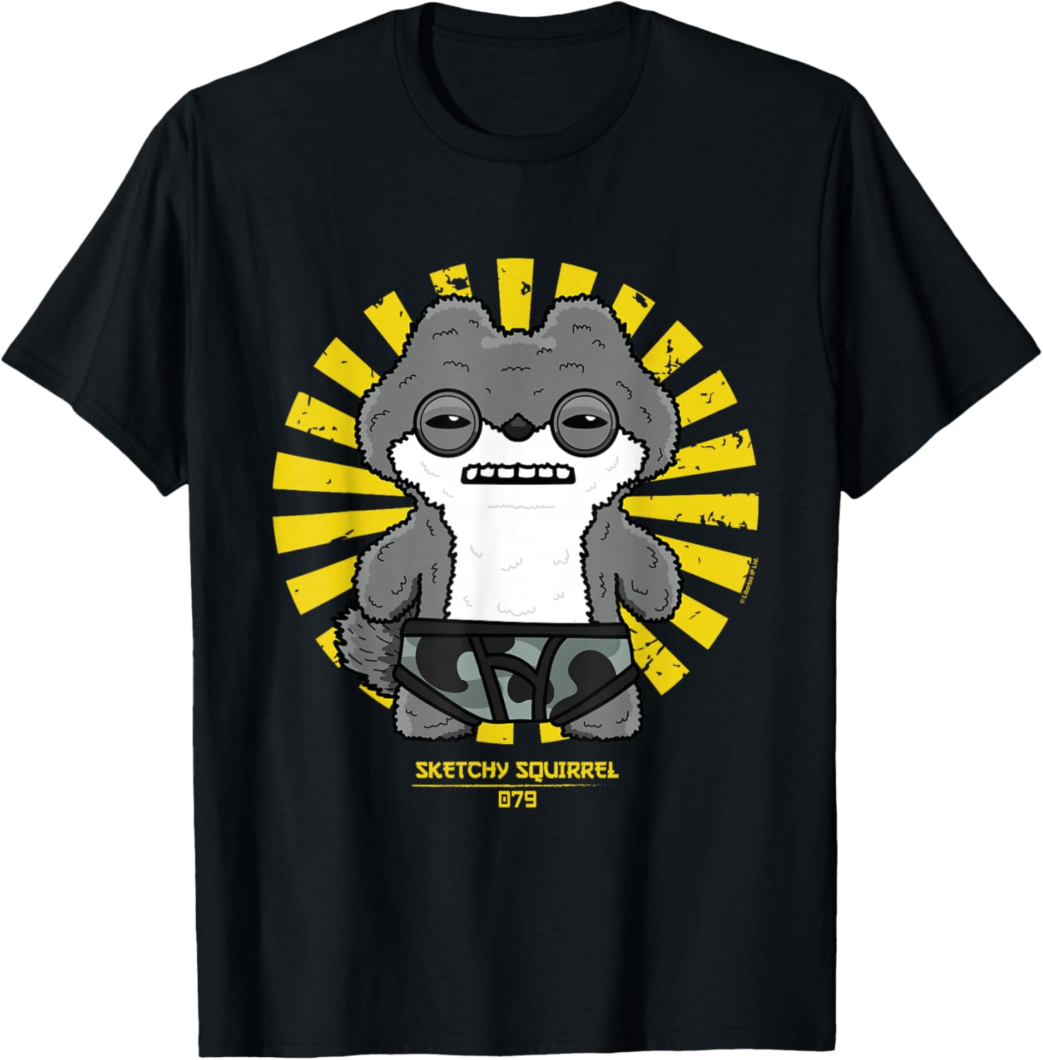Sketchy Squirrel Budgie Fuggler Retro Japanese Text T-Shirt - T-Shirt | Black
