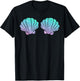 Halloween Girl Costume, Cute Mermaid Shell Bra Costume Women T-Shirt - T-Shirt | Black