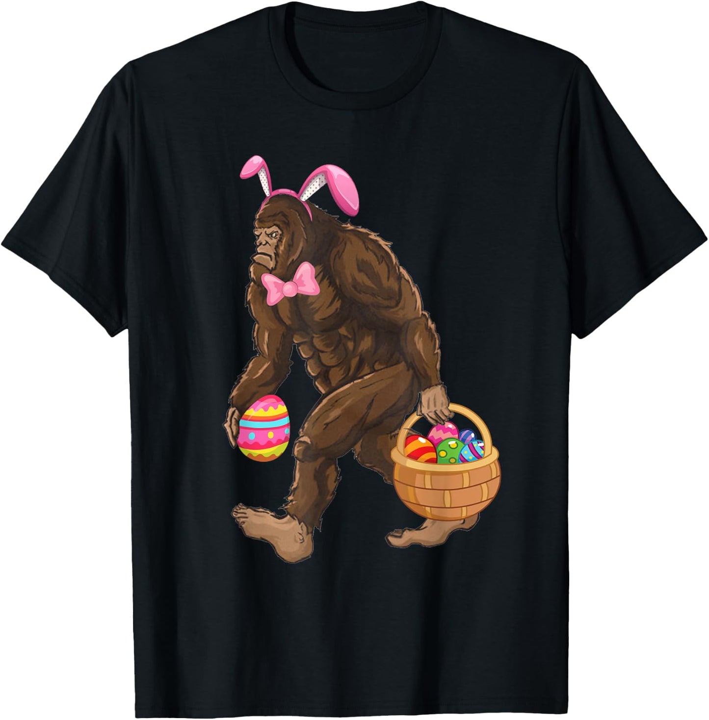 Bigfoot Carring Eggs Easter Bigfoot Easter Costume T-Shirt - T-Shirt | Black