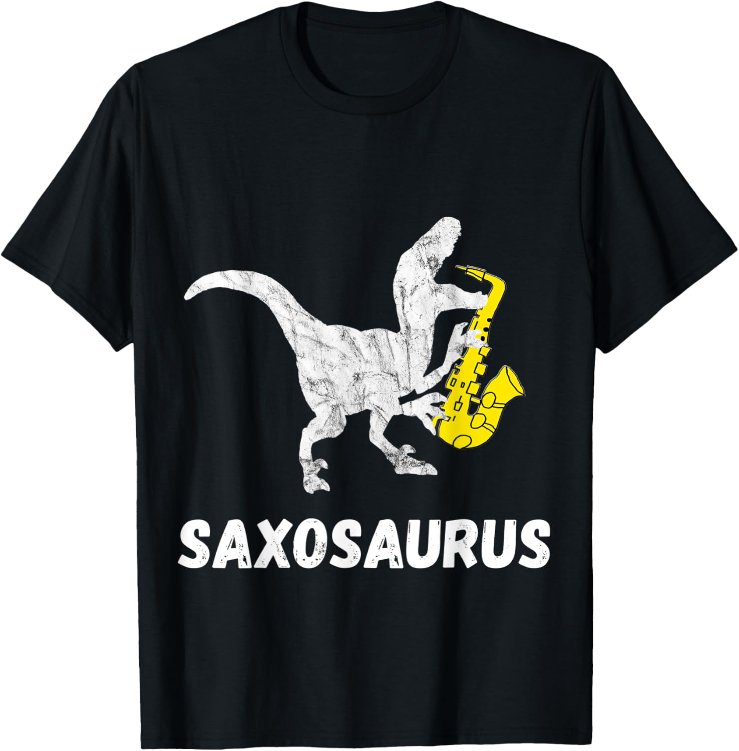 Cool Sax Saxophone Jazz Music Instrument Dinosaur Funny Saxophone T-Rex T-Shirt - T-Shirt | Black