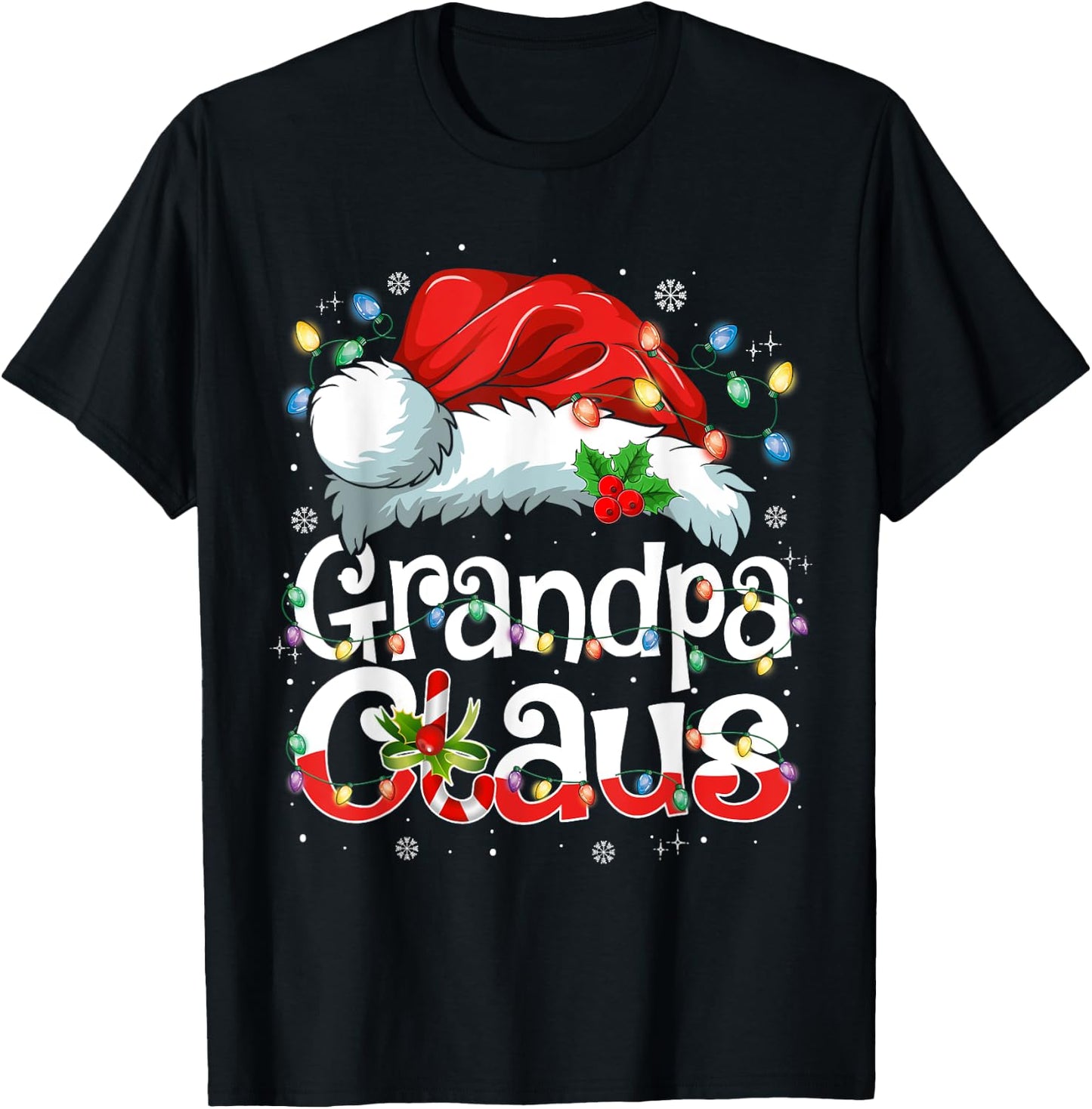 Grandpa Claus Xmas Santa Matching Family Christmas Pajamas T-Shirt - T-Shirt | Black