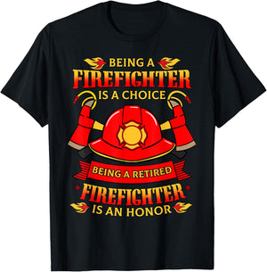 Retired Firefighter T Shirt Fireman Fire Rescue Gift T-Shirt - T-Shirt | Black