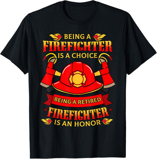 Retired Firefighter T Shirt Fireman Fire Rescue Gift T-Shirt - T-Shirt | Black