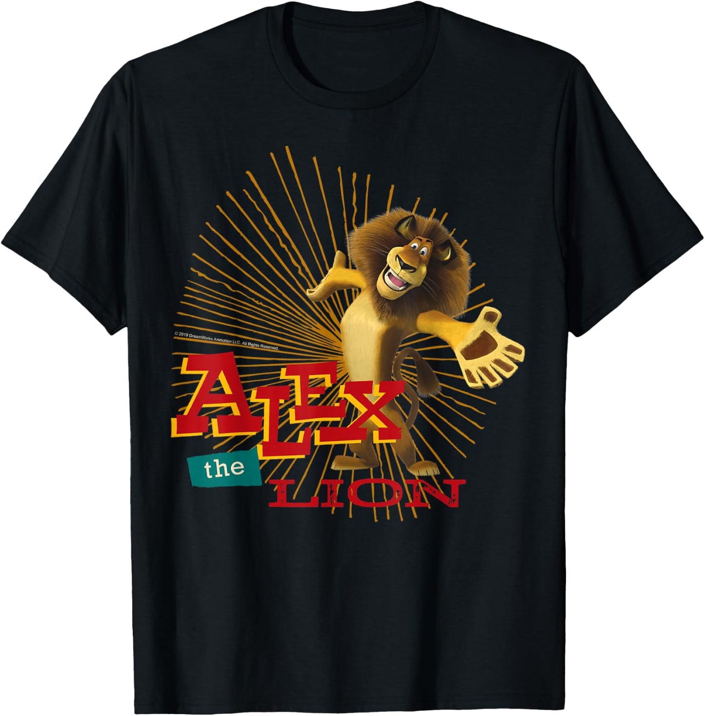 Madagascar Alex The Lion Text Poster T-Shirt - T-Shirt | Black