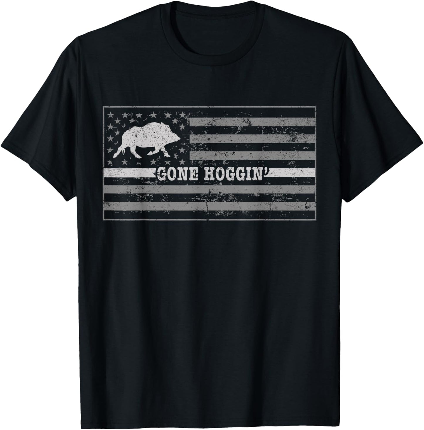 Dog Hog Hunting Shirt Gone Hoggin Hog Hunting Stuff T-Shirt - T-Shirt | Black
