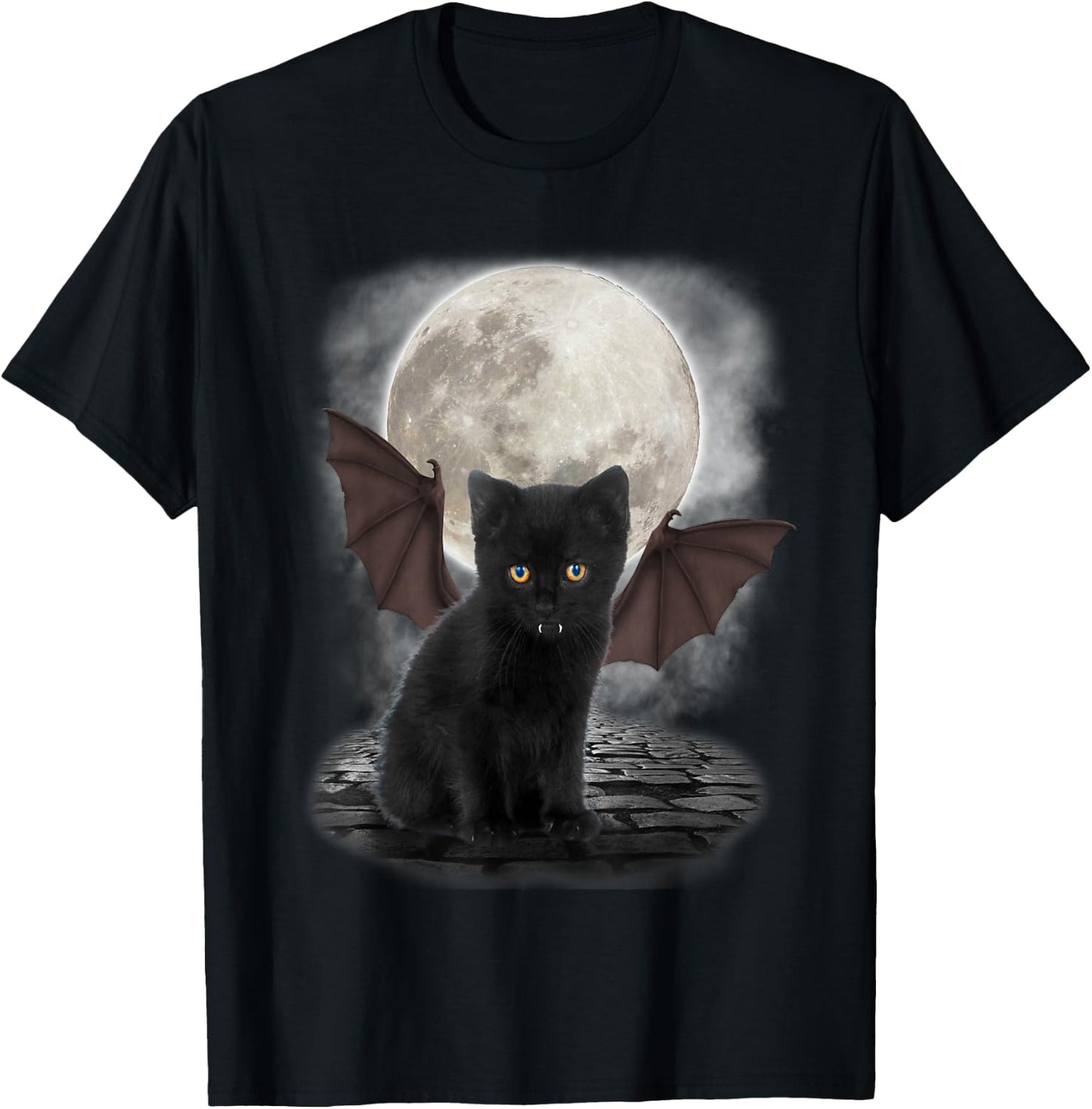 Gothic Bat Cat Shirt Vampire Funny Gifts Cats Lover T-Shirt - T-Shirt | Black