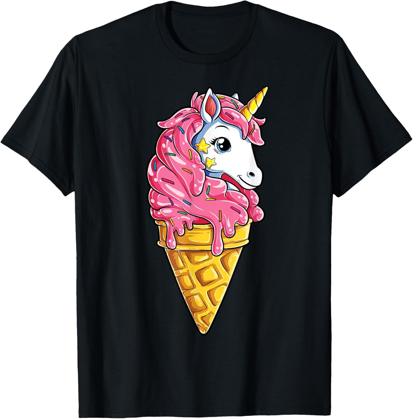 Unicone Unicorn T shirt Ice Cream Cone Rainbow Gifts Girls T-Shirt - T-Shirt | Black