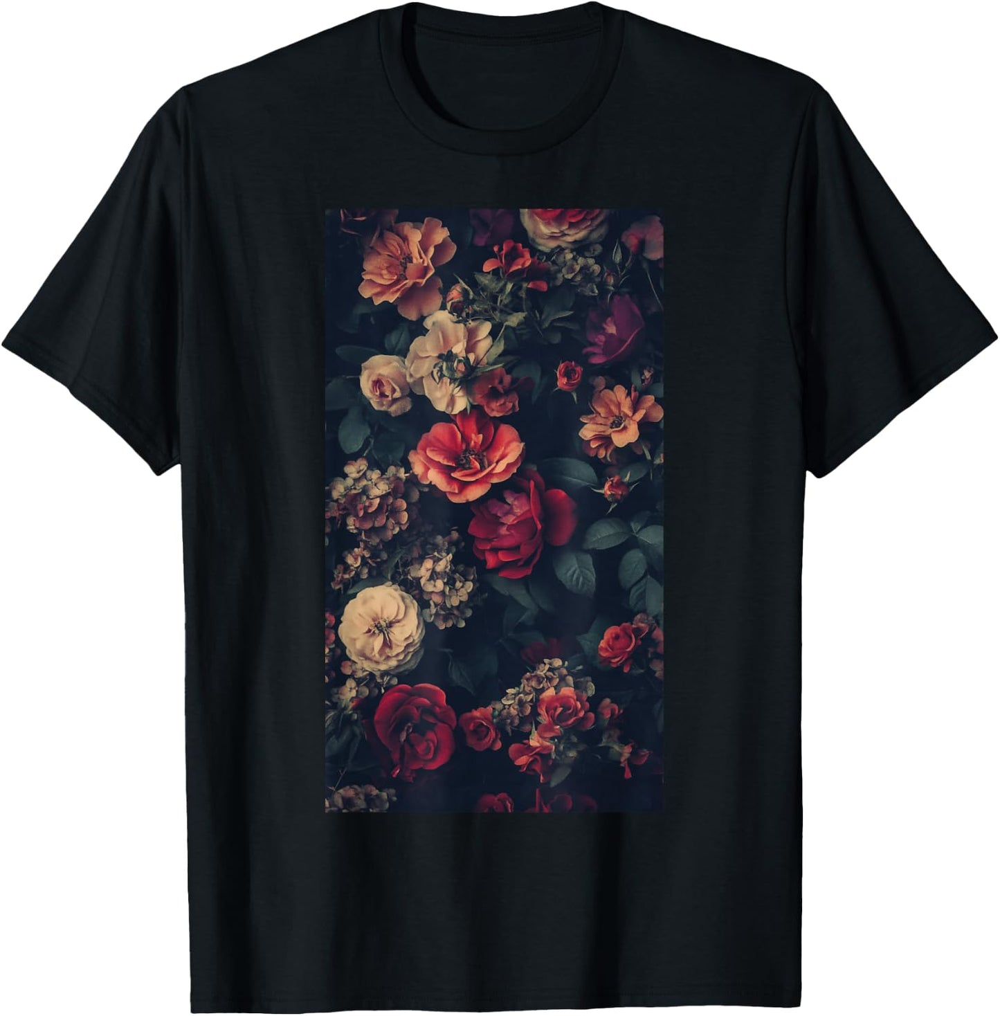 Vintage Floral Pattern Botanical art Garden theme T-Shirt - T-Shirt | Black