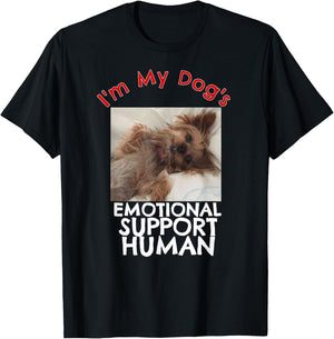 Yorkie Dog Emotional Support Human Funny Yorkshire T-Shirt - T-Shirt | Black