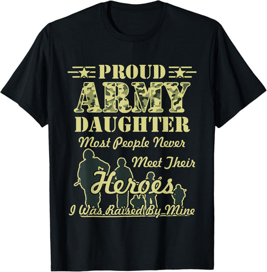 Proud Army Daughter T-Shirt - T-Shirt | Black