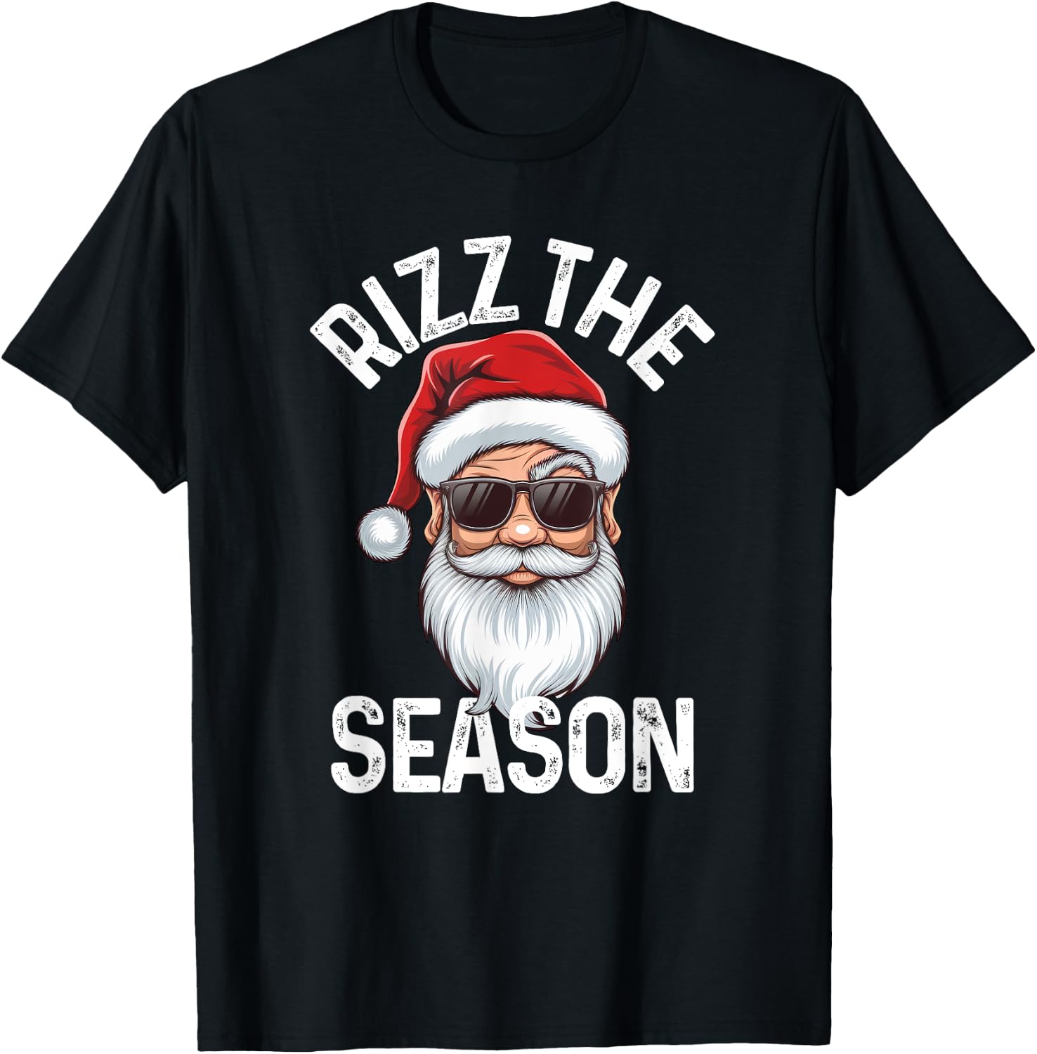 Rizz The Season Funny Sigma Rizzler Santa Claus Rizzmas Joke T-Shirt - T-Shirt | Black