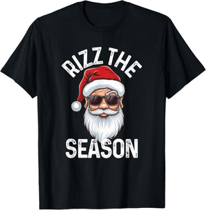 Rizz The Season Funny Sigma Rizzler Santa Claus Rizzmas Joke T-Shirt - T-Shirt | Black