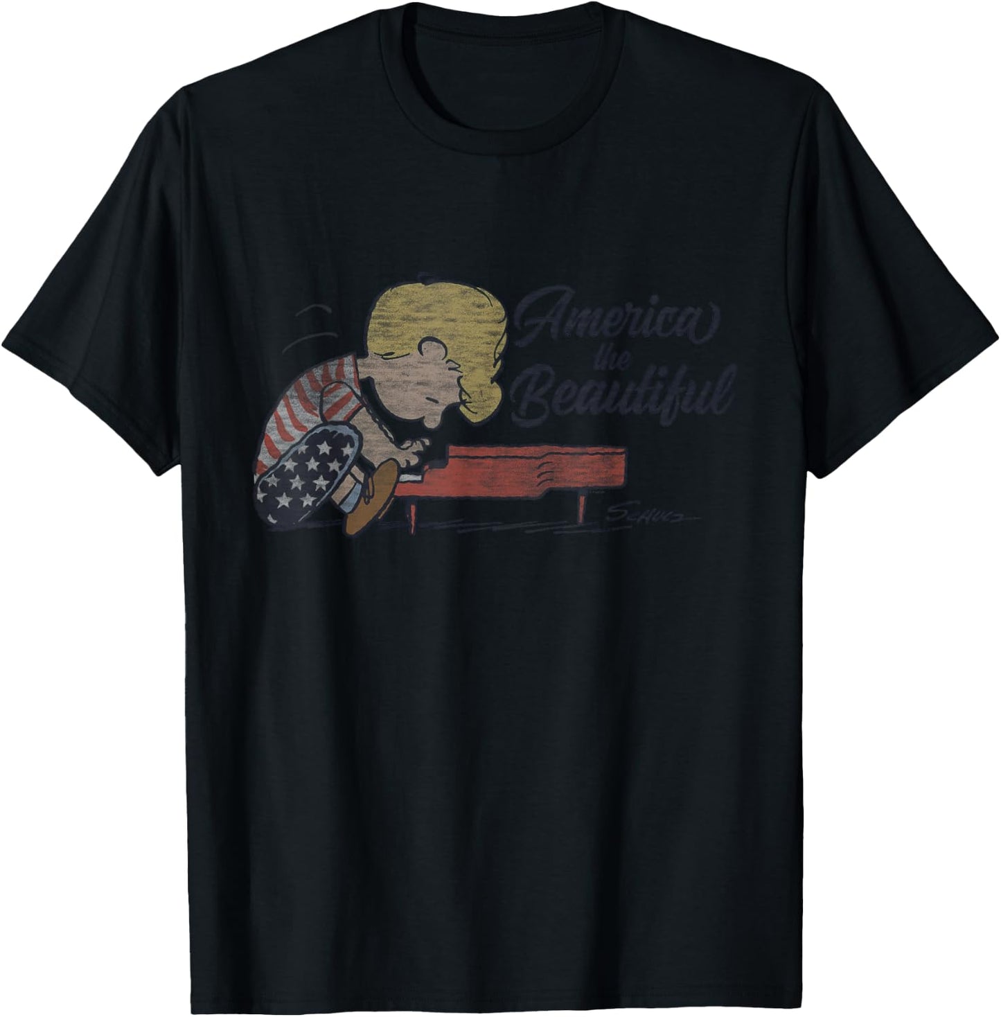 Peanuts Schroeder America The Beautiful T-Shirt - T-Shirt | Black