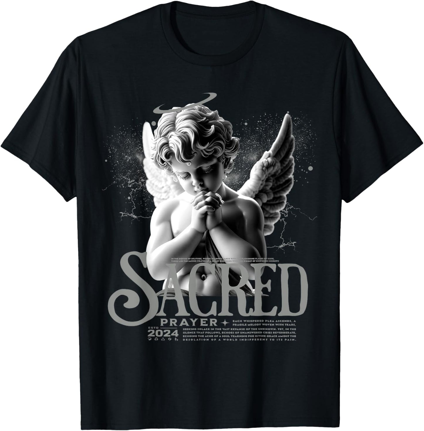 Angelus Prayer Retro Wet Cement 4s Matching Men Women T-Shirt - T-Shirt | Black