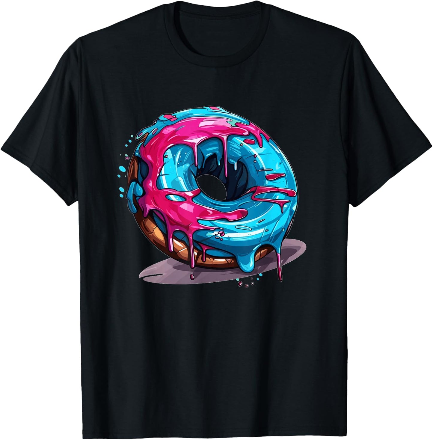 Colorful Drippy Donut T-Shirt - T-Shirt | Black