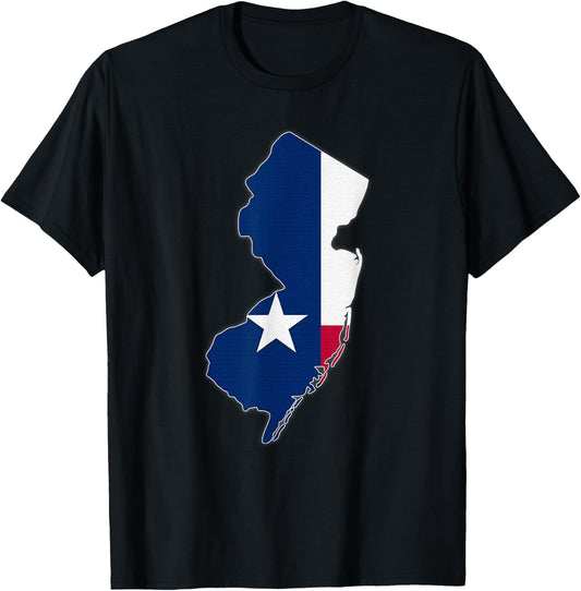 NEW JERSEY STATE MAP TEXAS TX Flag Roots Men Women Gift T-Shirt - T-Shirt | Black