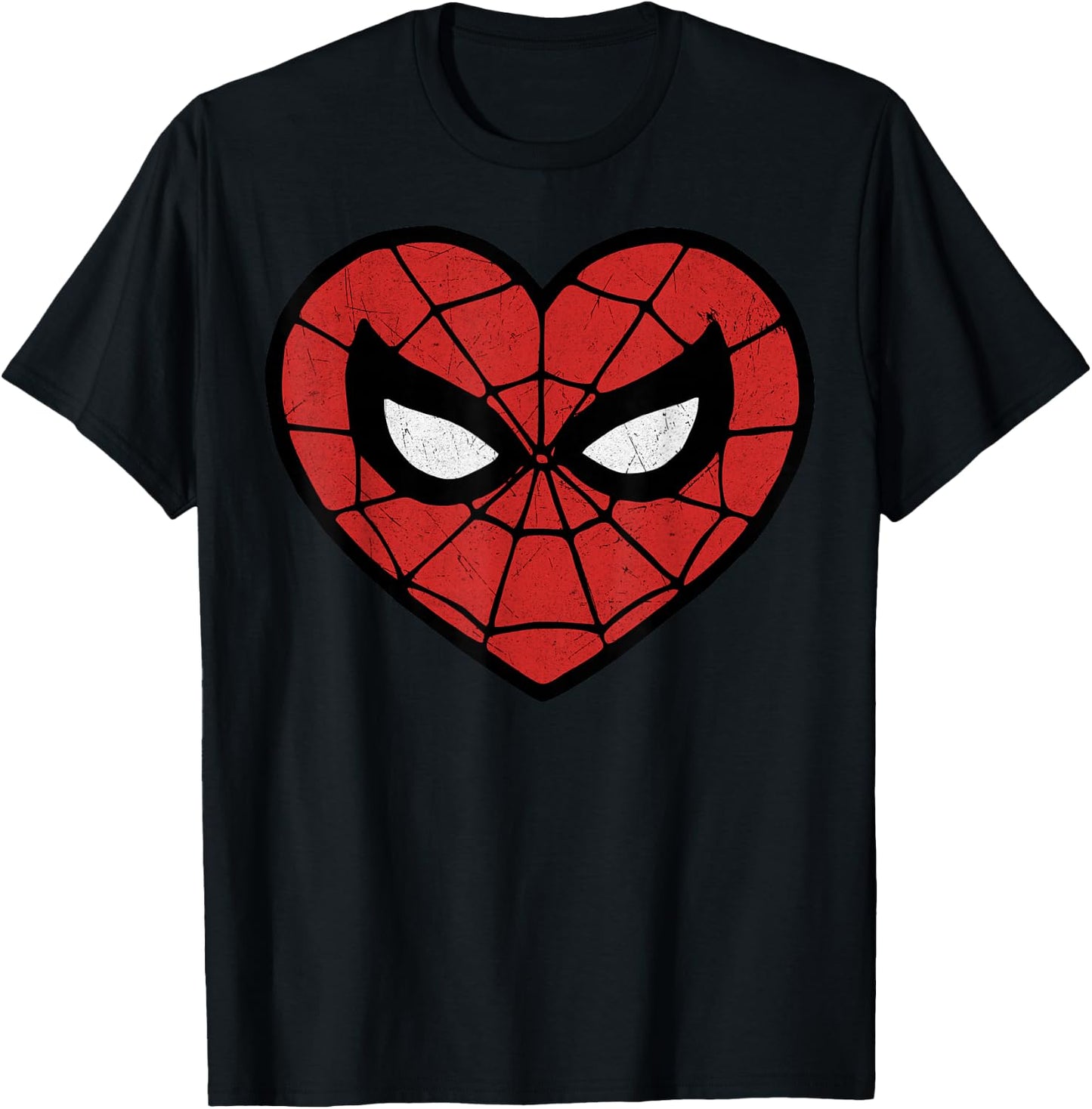 Marvel Spider-Man Face Mask Valentine's Heart Logo Small T-Shirt - T-Shirt | Black