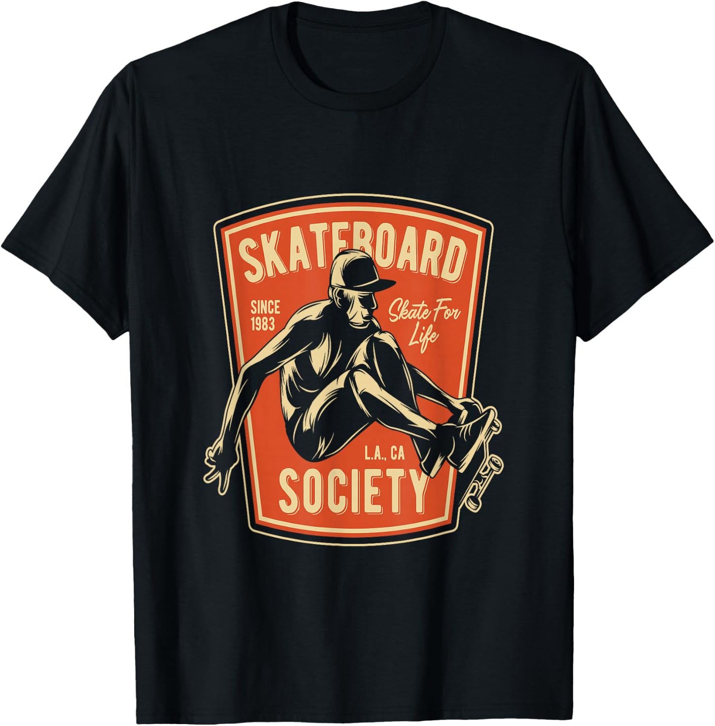 Skate For Life 1983 T Shirts Boy Skateboard T-Shirt - T-Shirt | Black
