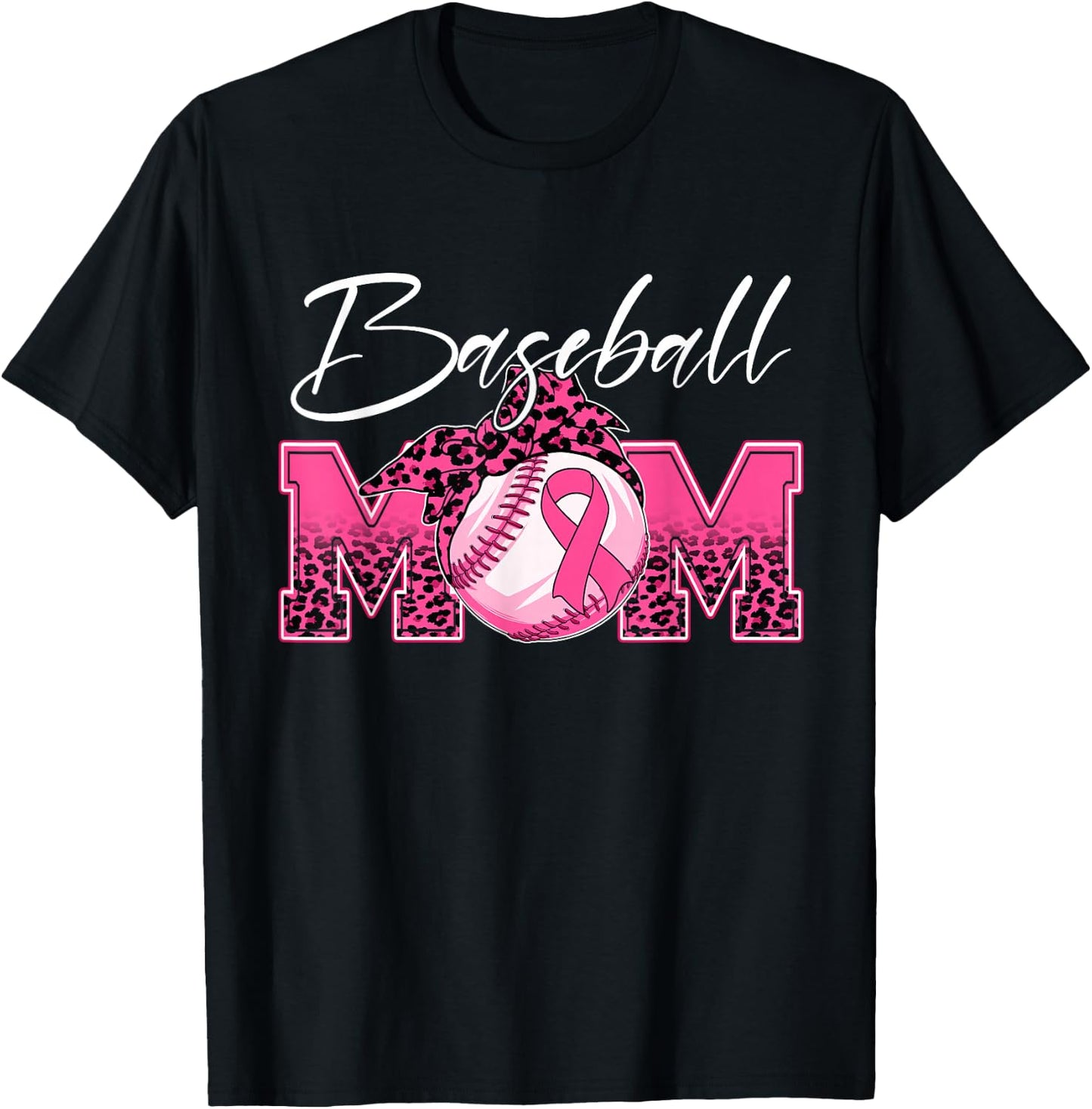 Baseball Mom Breast Cancer Awareness Day Pink Ribbon Women T-Shirt - T-Shirt | Black