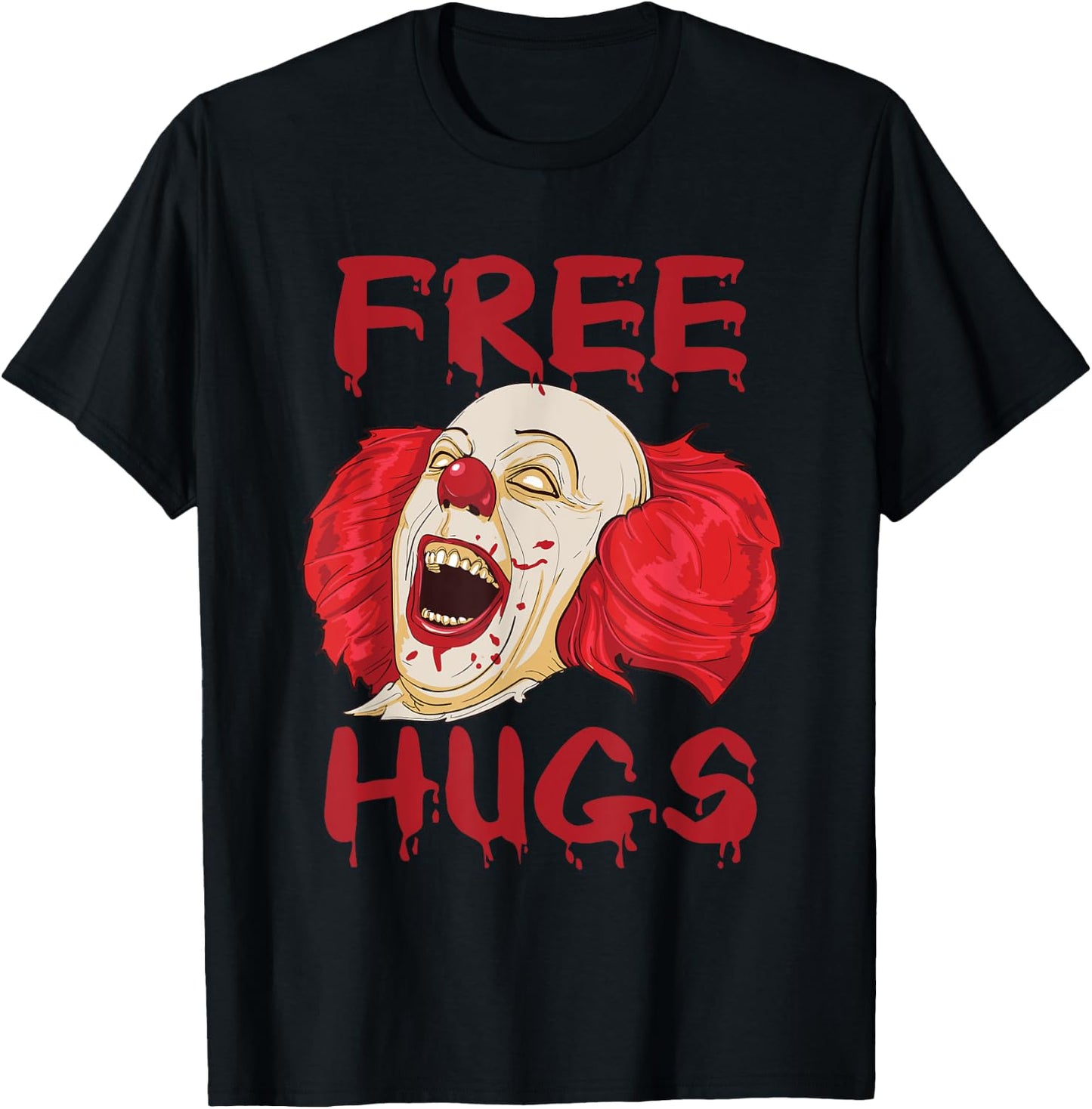 Free Hugs Halloween Evil Killer Scary Clown Horror Gift T-Shirt - T-Shirt | Black