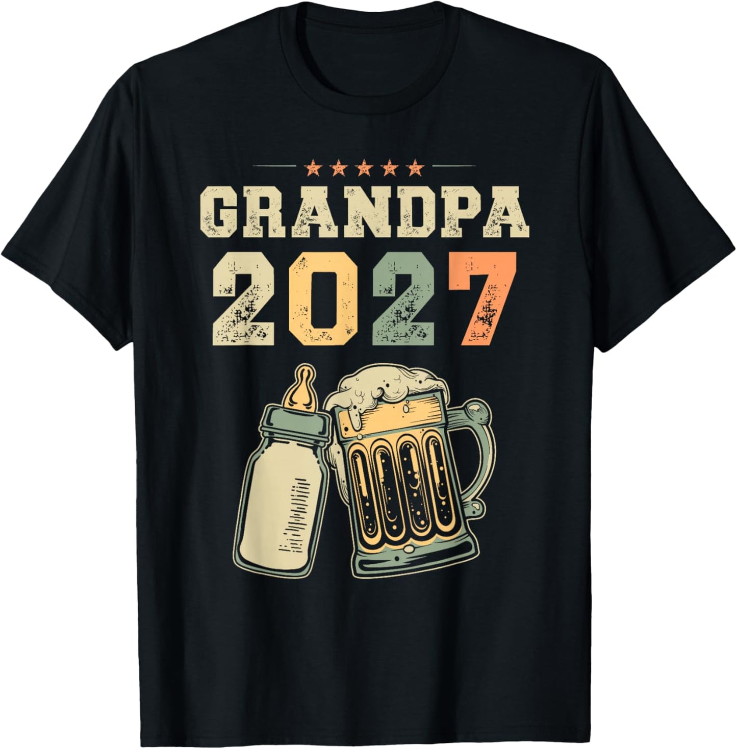 Grandpa 2027 Vintage Expecting Grandpa Baby Announce T-Shirt - T-Shirt | Black