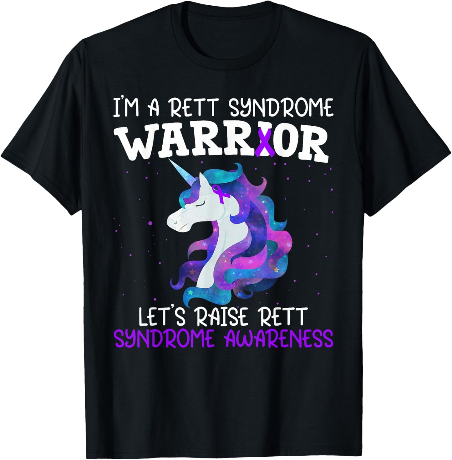 Unicorn Rett Syndrome Warrior Gift Rett Syndrome Awareness T-Shirt - T-Shirt | Black