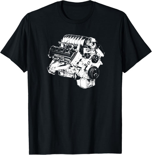 392 Hemi Head V8 Engine Silhouette T-Shirt - T-Shirt | Black