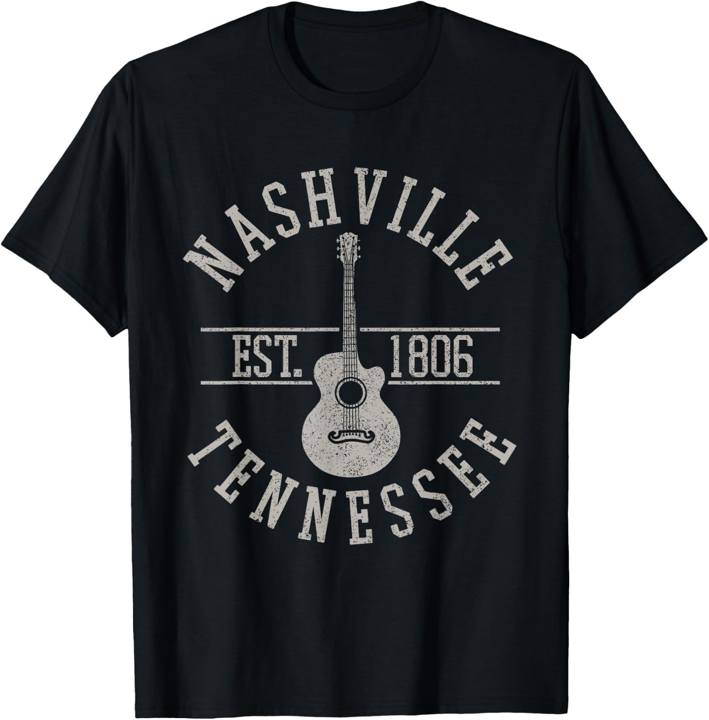 Nashville Tennessee Country Music USA Guitar Souvenir T-Shirt - T-Shirt | Black