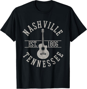 Nashville Tennessee Country Music USA Guitar Souvenir T-Shirt - T-Shirt | Black