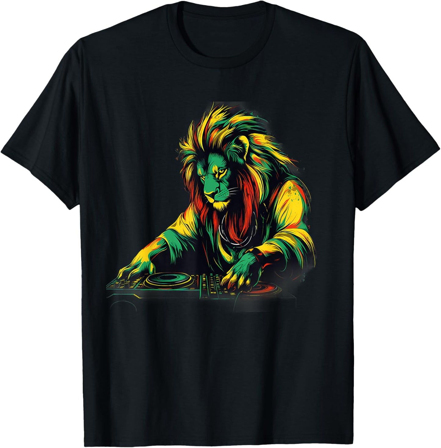 Rasta Reggae Music Headphones Rastafari Lion Of Judah T-Shirt - T-Shirt | Black