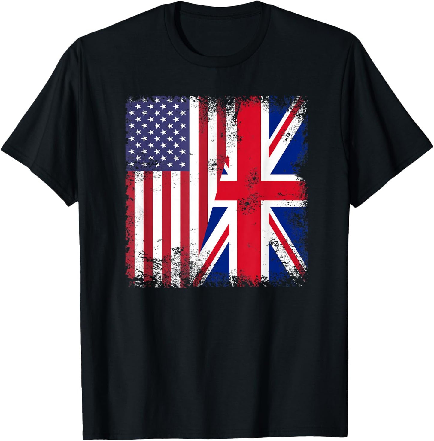 Half British UK Flag | Vintage United Kingdom USA Gift T-Shirt - T-Shirt | Black