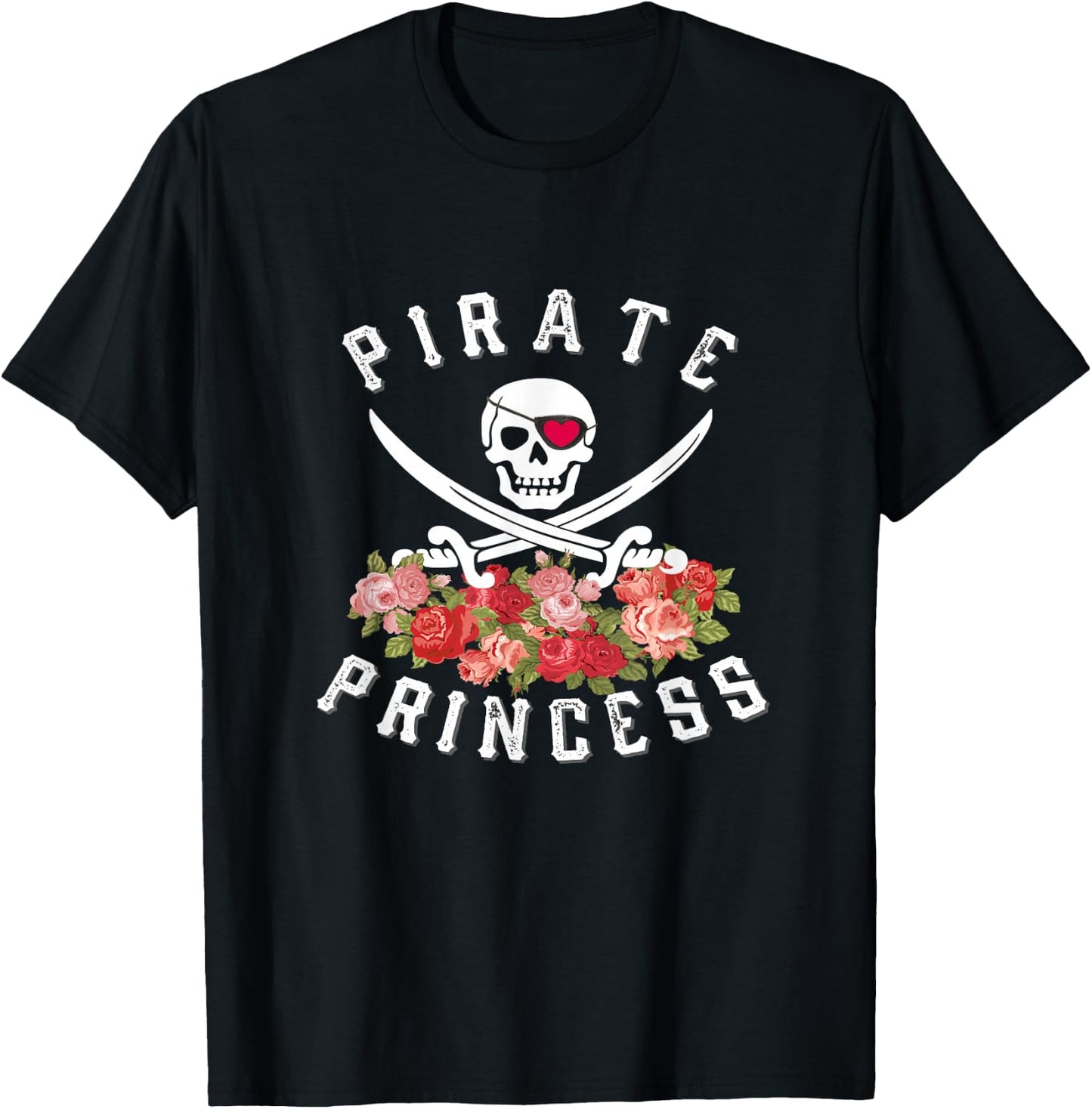 Pirate Princess Shirt Floral Pirate , Teen Girl Gift T-Shirt - T-Shirt | Black