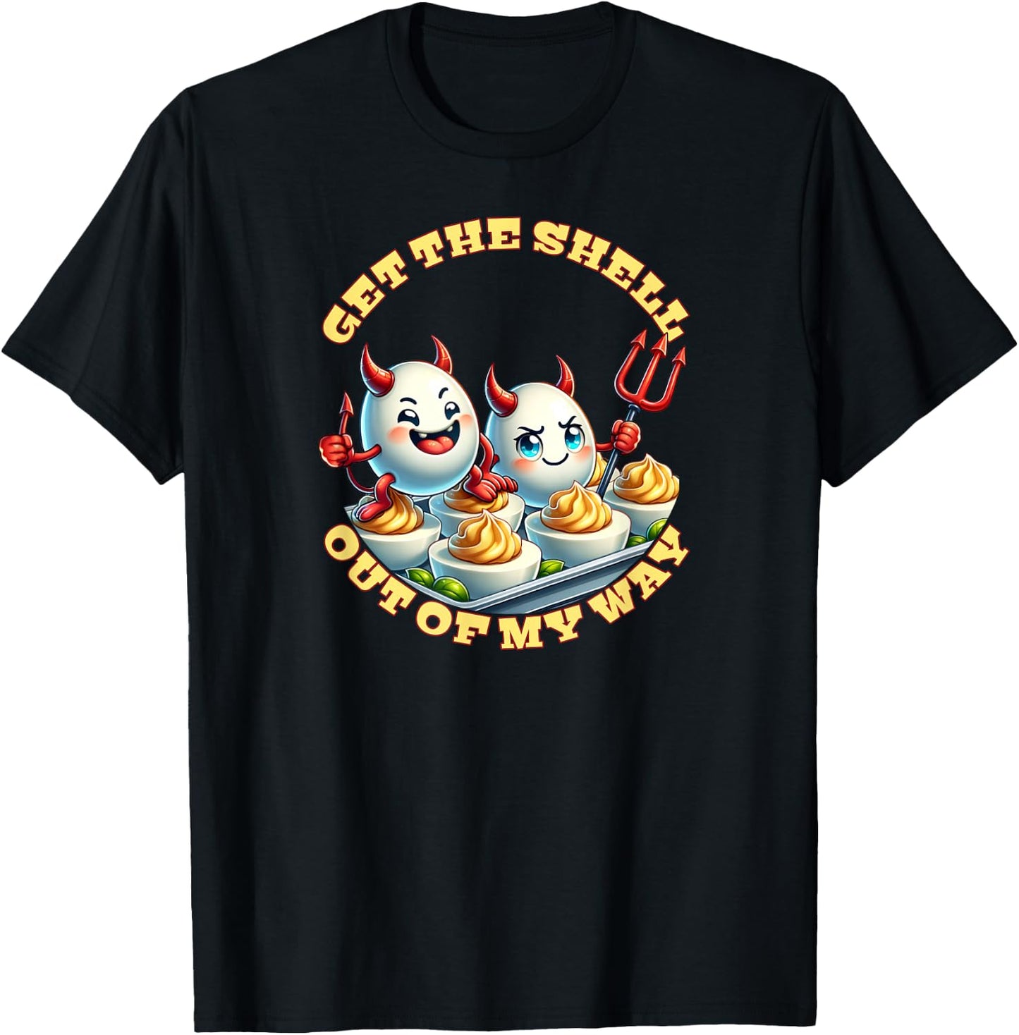 Funny Thanksgiving Dinner You Know Why I'm Here Deviled Egg - Funny Thanksgiving Shirt - Adults & Kids - Black - Small - Short Sleeve - Classic Fit - Cotton, Polyester - Machine Wash T-Shirt - T-Shirt | Black