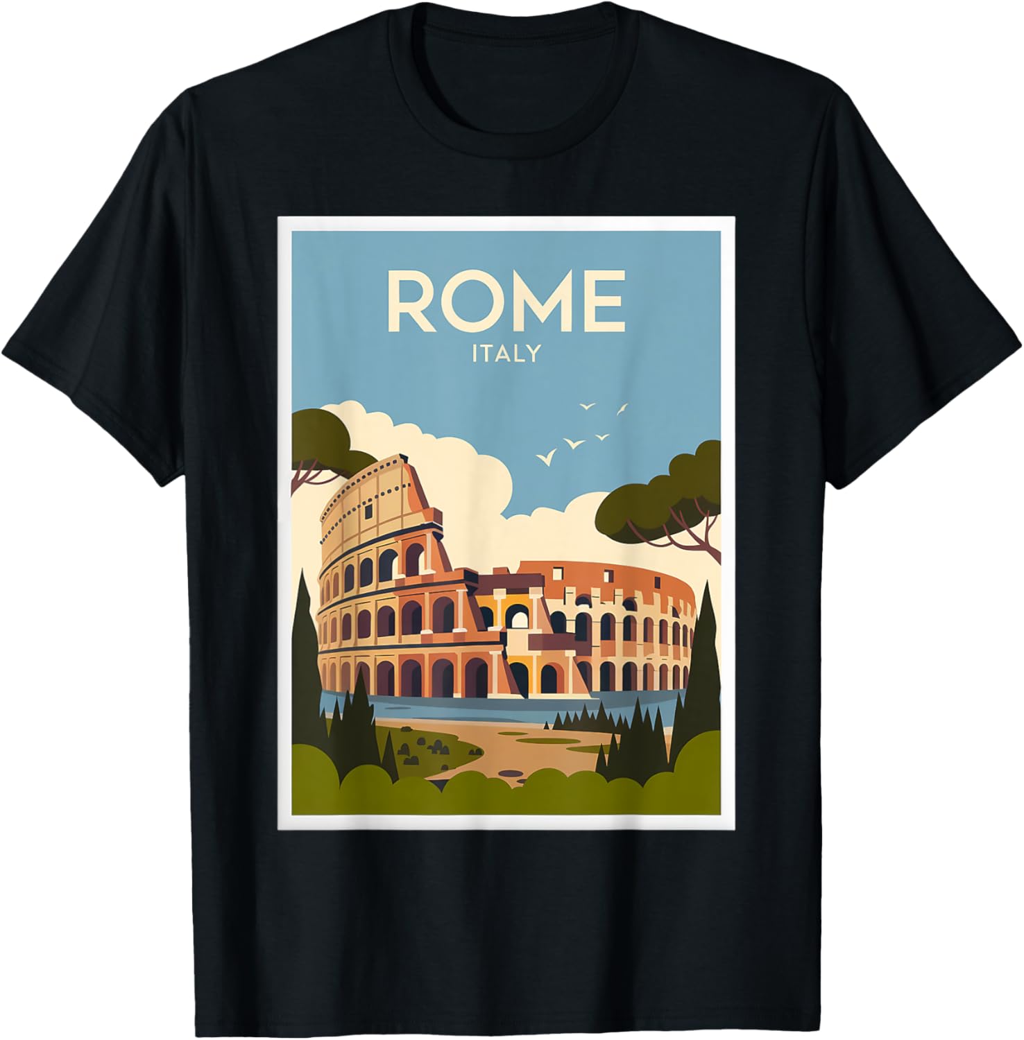 Retro Italy Roman Vintage Roma Italian Colosseum Rome T-Shirt - T-Shirt | Black