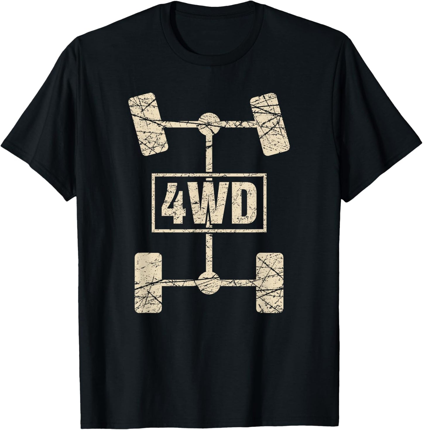 4WD T Shirt Retro Offroad Overland 4x4 Great Graphics T-Shirt - T-Shirt | Black