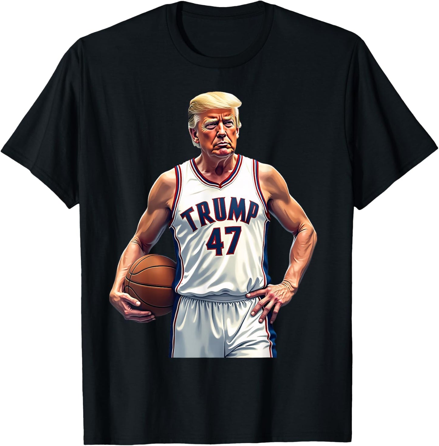 Funny Trump 47 Basketball Player Team Trump T-Shirt - T-Shirt | Black