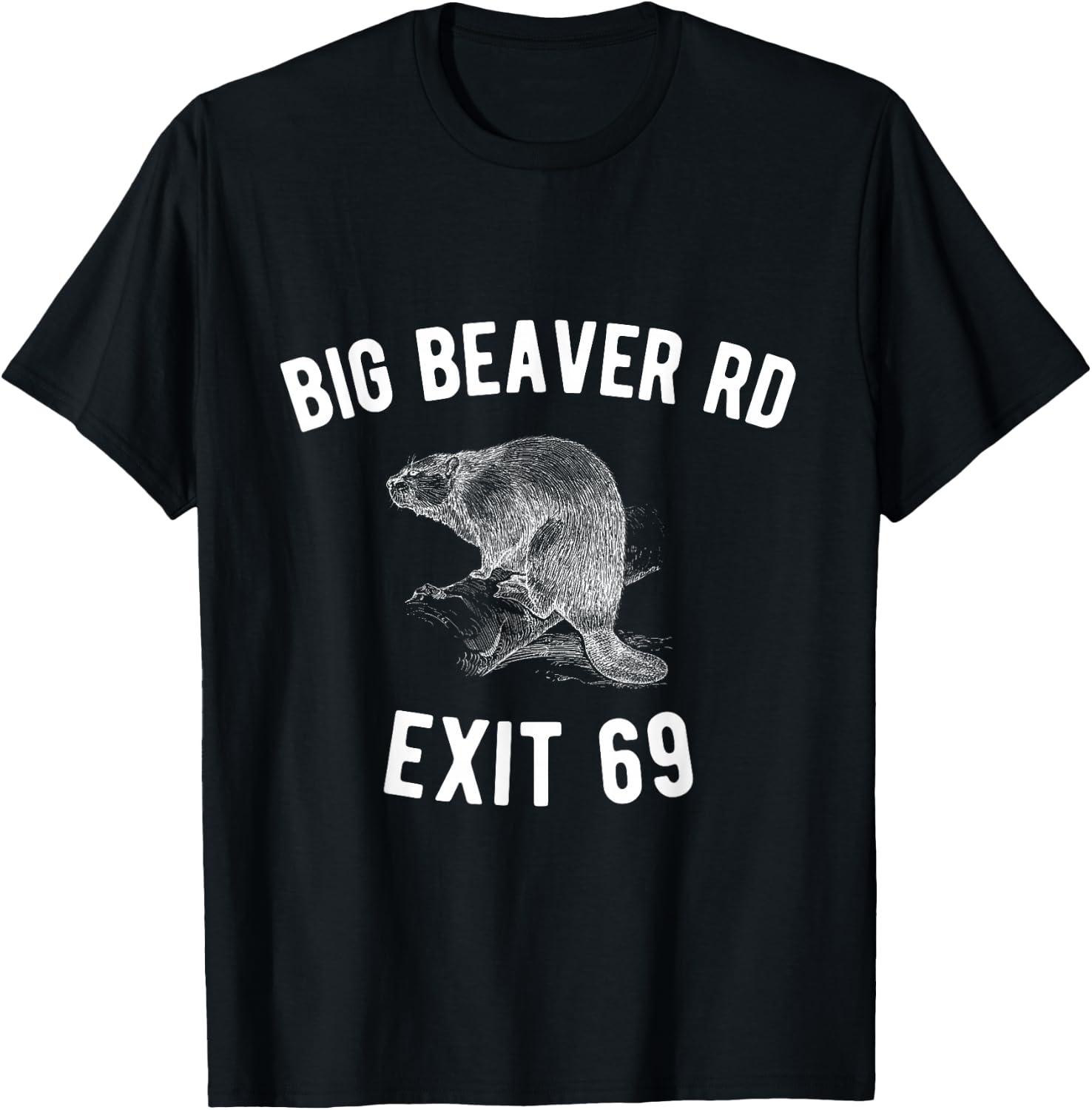 Detroit Shirt | Big Beaver Exit 69 T-Shirt - T-Shirt | Black