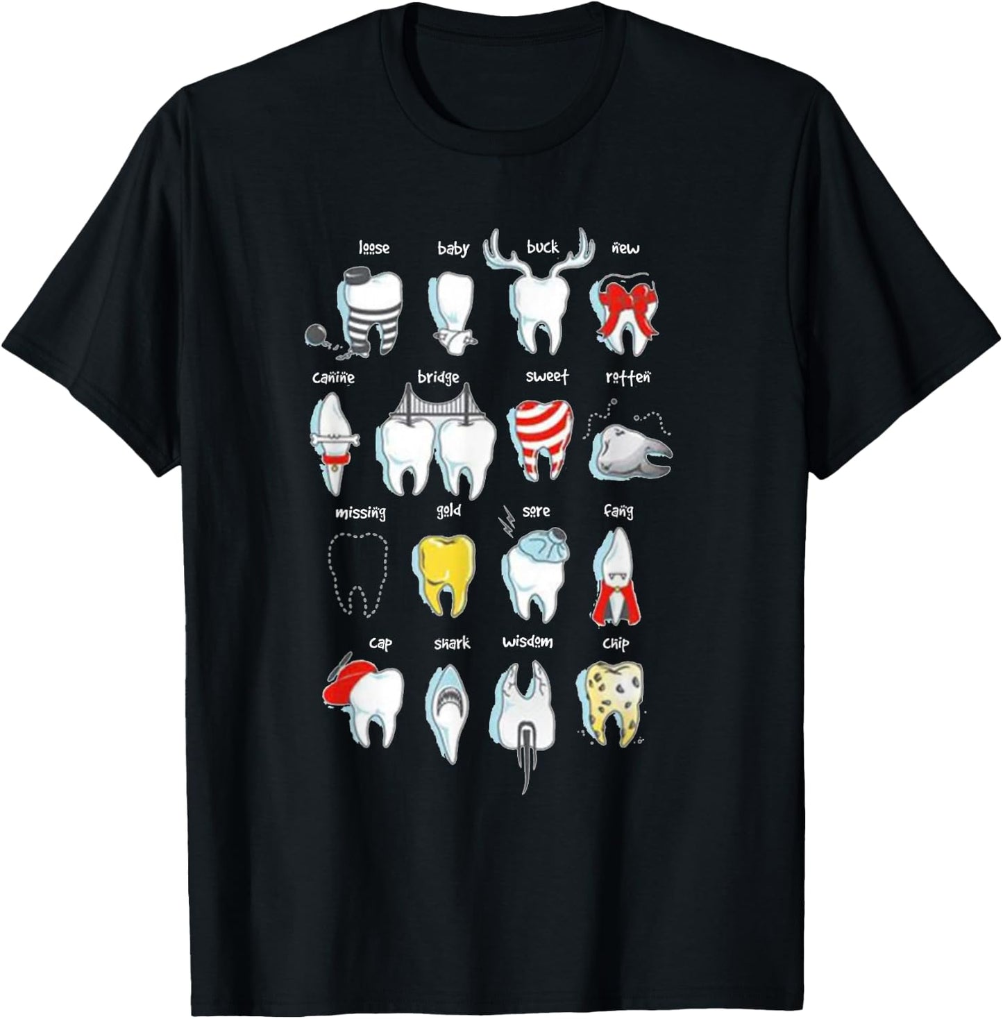 Funny Dental Designs Dentist Teeth Dental T-Shirt - T-Shirt | Black