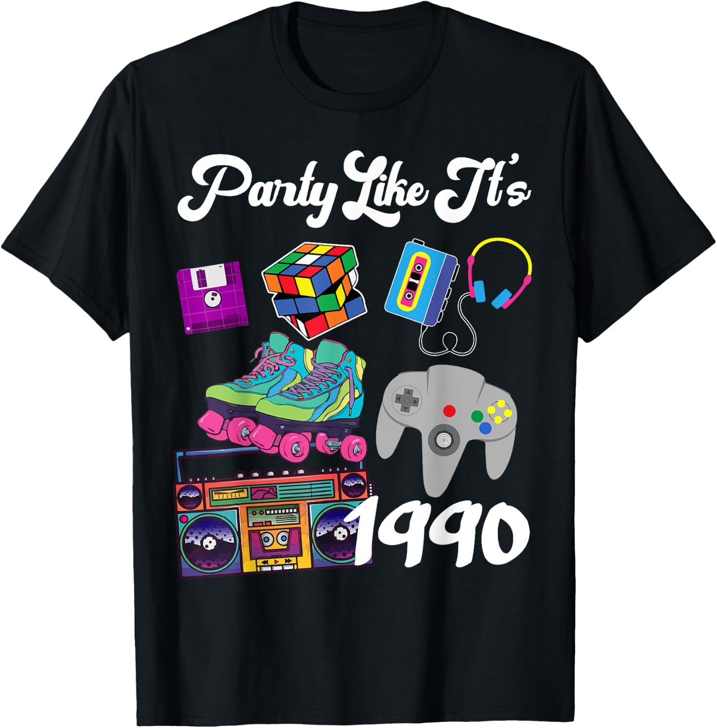 Retro Party Like It's 1990 30th Birthday T-Shirt - T-Shirt | Black