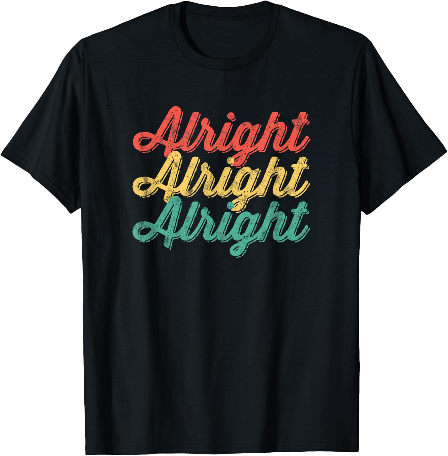 Alright Retro 70's Distressed Vintage Classic Seventies T-Shirt - T-Shirt | Black