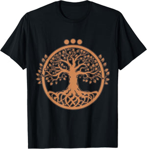 Tree Yggdrasil Viking Celtic Norse Life Symbol T-Shirt - T-Shirt | Black