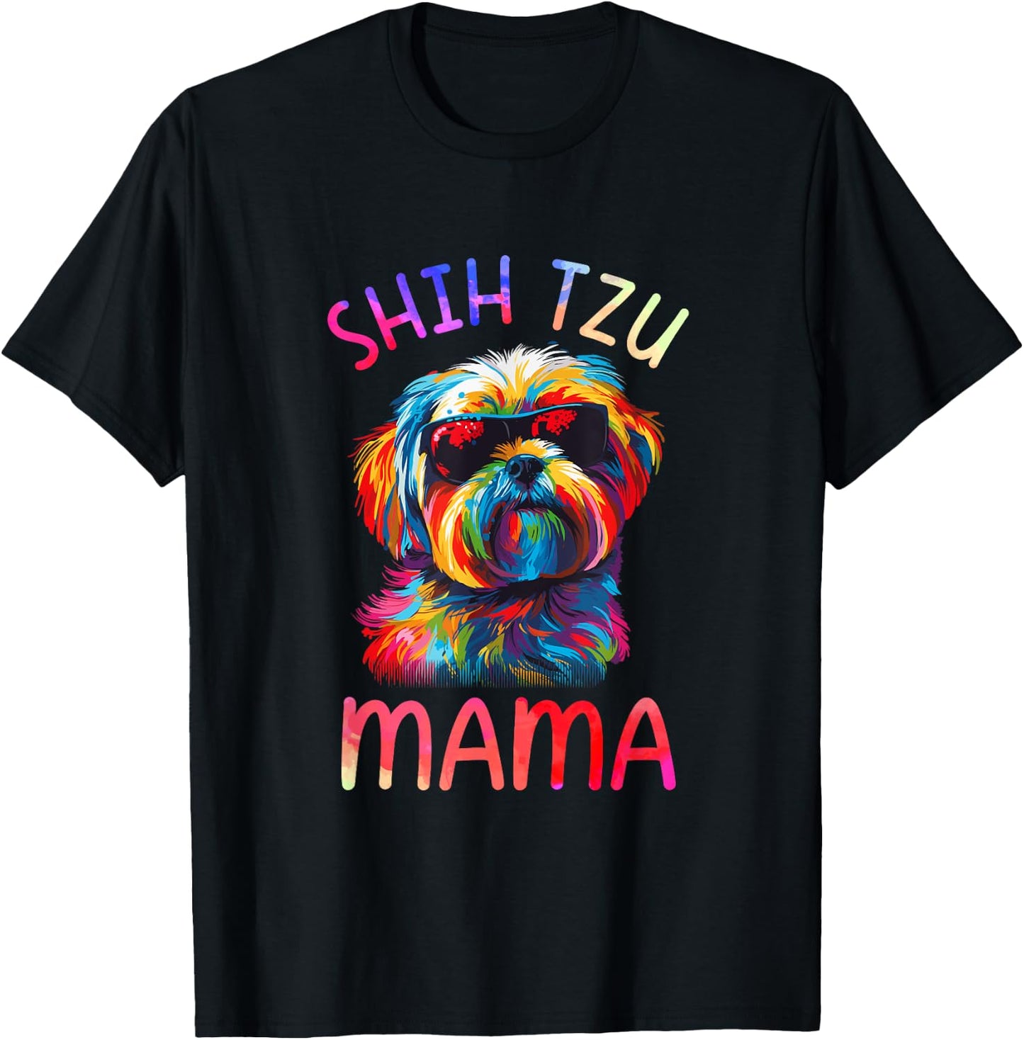Shih Tzu Mom Mama Pop Art Shih Tzu Lovers T-Shirt - T-Shirt | Black