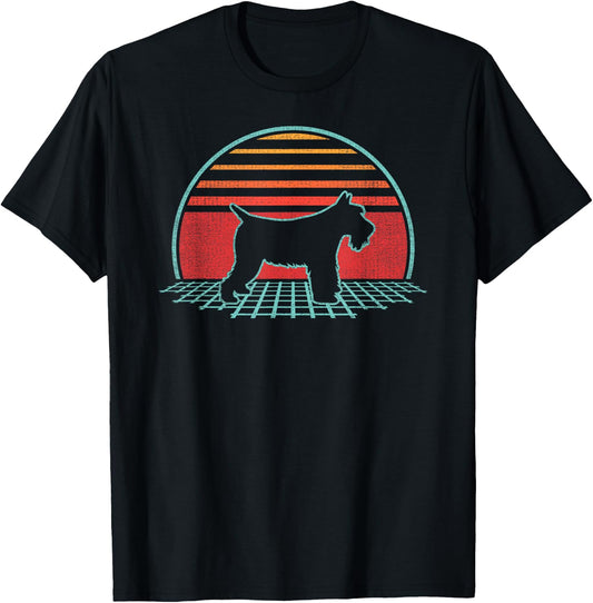 Schnauzer Lover Dog Owner Retro Vintage 80s Style T-Shirt - T-Shirt | Black