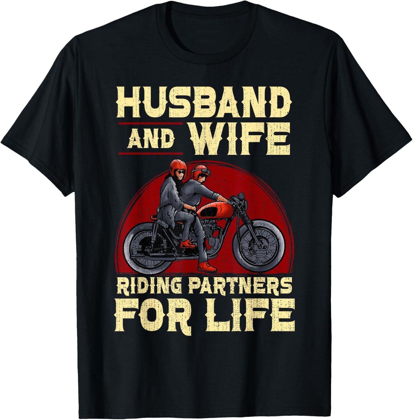 Biker Husband Wife Matching Couple Anniversary Motorcycle T-Shirt - T-Shirt | Black