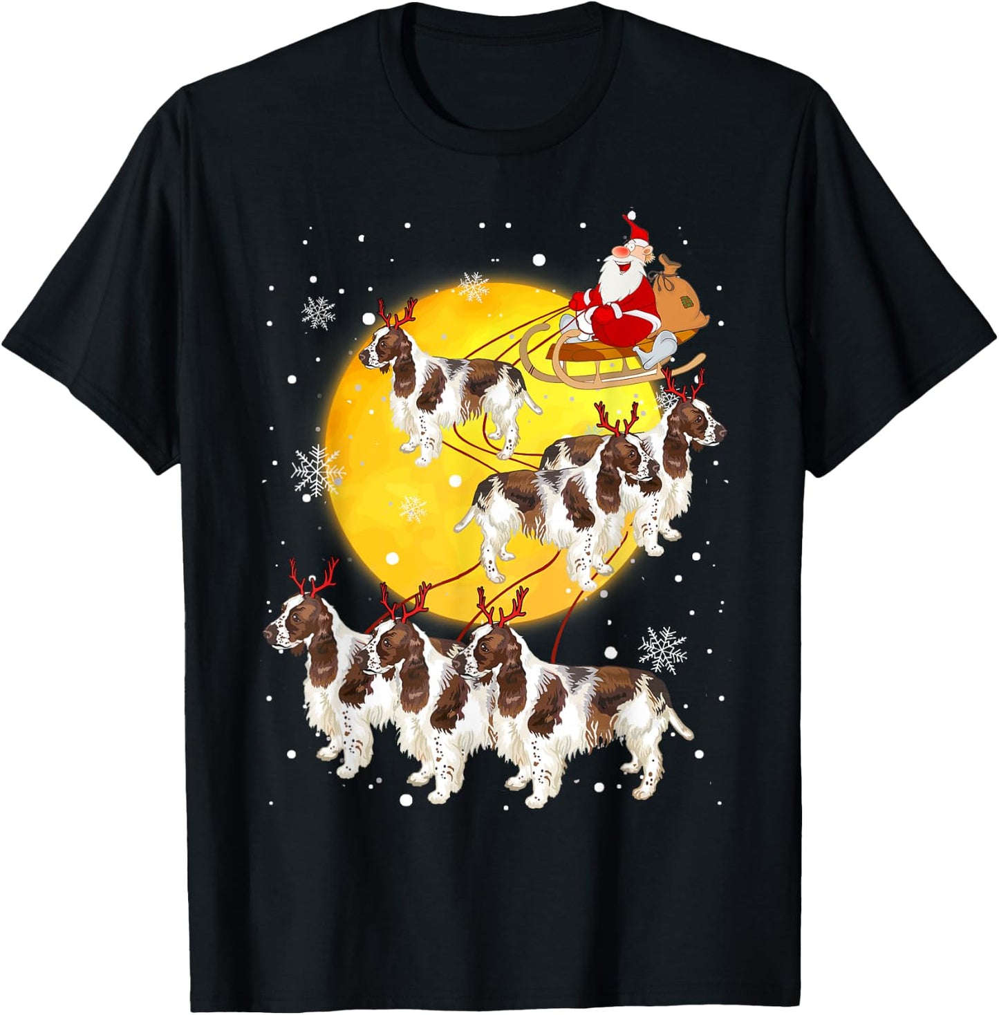 English Springer Spaniel Reindeer Christmas Dog Lover Gifts T-Shirt - T-Shirt | Black