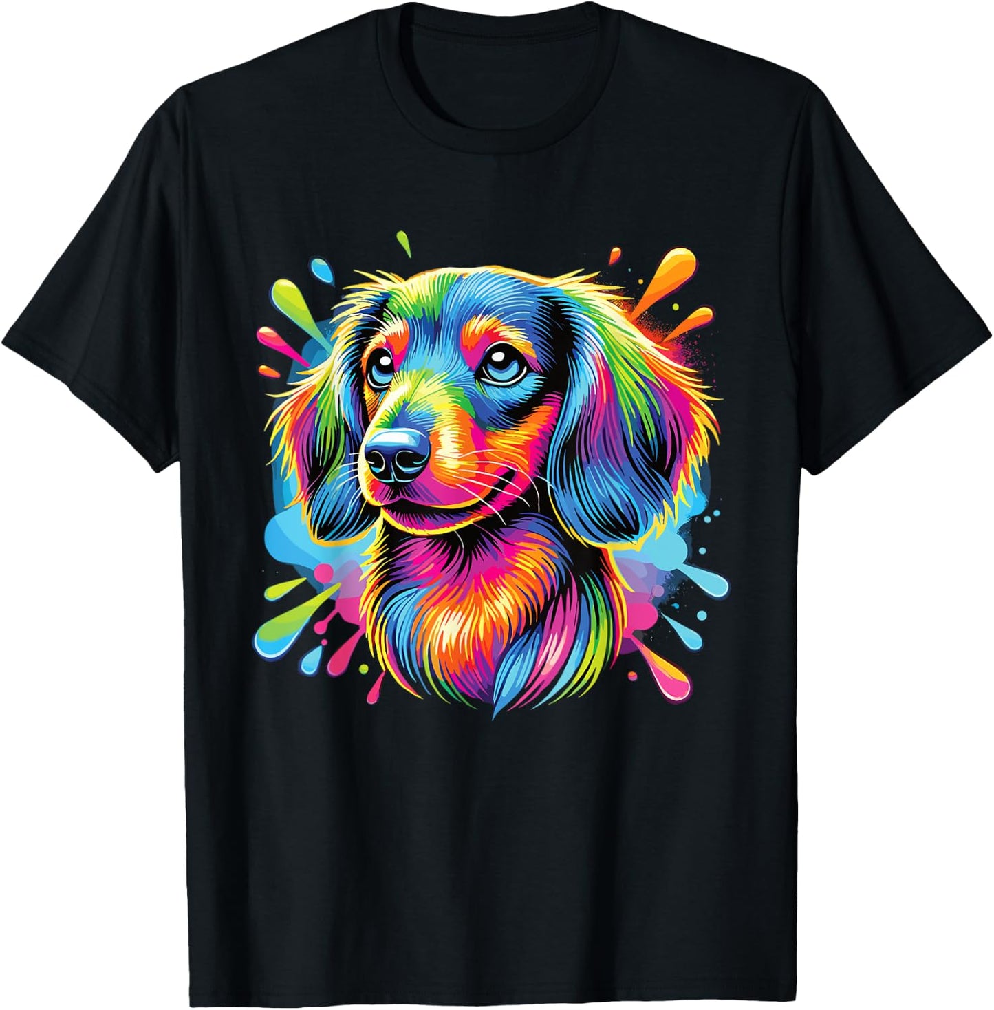 Colorful Dachshund T-Shirt - T-Shirt | Black