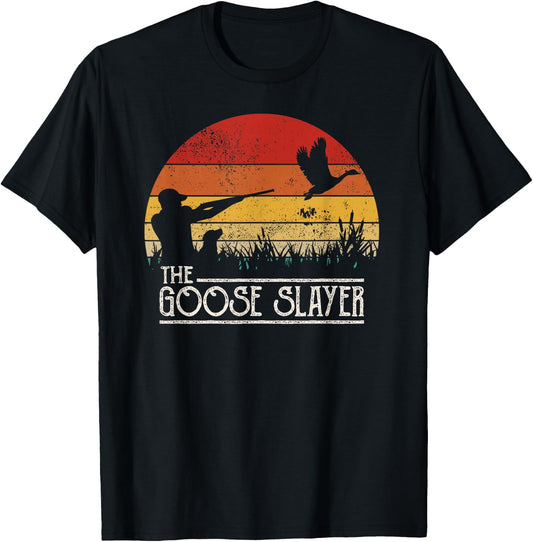 Vintage Sunset Retro Style Goose Hunting Goose Slayer T-Shirt - T-Shirt | Black